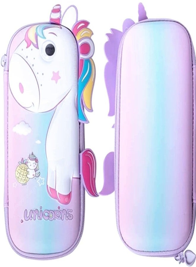 فيماس كواليتي علبة أقلام رصاص أنيقة ثلاثية الأبعاد على شكل وحيد القرن باللون الوردي مصنوعة من مادة إيثيلين فينيل أسيتات (EVA) عالية الجودة، مزودة بأقسام متعددة، منظم أدوات مدرسية للأطفال، صندوق أدوات مكتبية للطلاب (قطعة واحدة بألوان قوس قزح). - Image 1